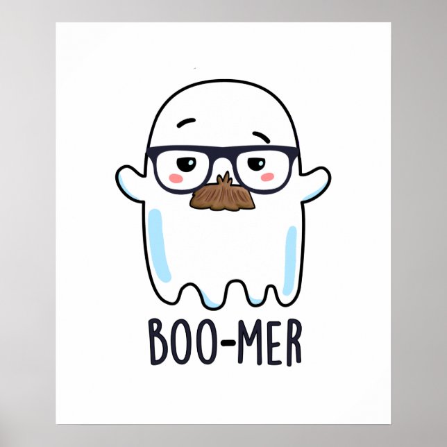 Poster Boo-mer Funny Moyenne Age Ghost Pun (Devant)