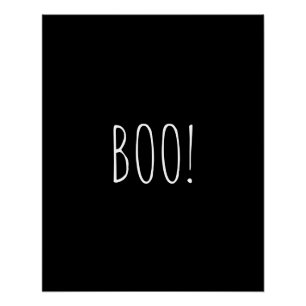 Poster Boo noir typographie éffrayante drôle mignon Hallo