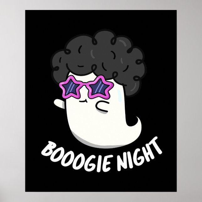 Poster Boogie Night Funny Halloween Ghost Pun Dark BG (Devant)