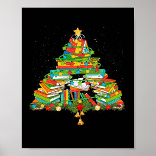 Poster Book Lover Christmas Tree Bookworm Librarian