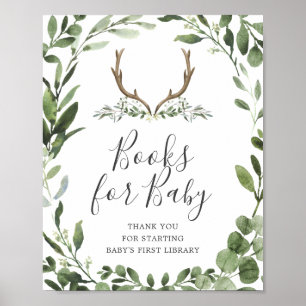 Poster Books de Baby shower de cerfs de bûcheron pour béb