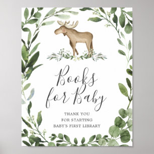 Poster Books de Baby shower d'orignal de bûcheron pour bé