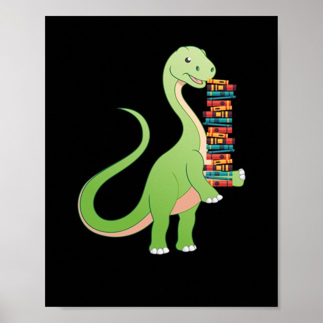 Poster Books Dino Reading Book Literature (Devant)