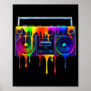 Poster Boombox peinture goutte à goutte musique drôle des