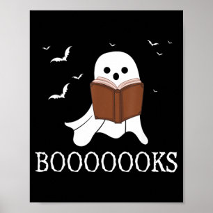 Poster Booooooks Fantôme Lecture Livres Halloween Drôle P