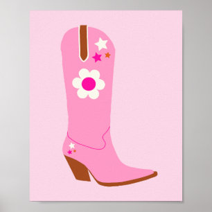 Poster Boot Cowboy 01 Bottes Pink Preppy
