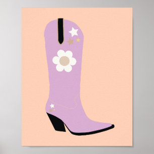 Poster Boot Cowboy 07 Bottes Cowgirl Orange Et Violet