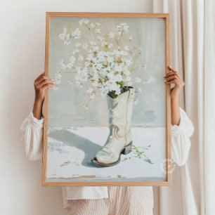 Poster Boot De Femme Avec Peinture De Fleurs
