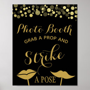 Poster Booth Photo Gold & Black ou signe mariage