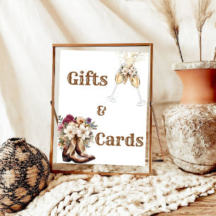 Poster Boots & Bubbly Boho Fête des mariées ouest Bienven