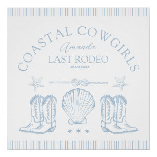 Poster Boots de la cow-girl côtière Western Bachelorette 