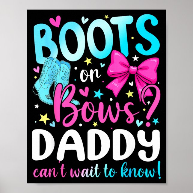 Poster Boots Or Bows Daddy Loves You Gender Reveal Party  (Devant)