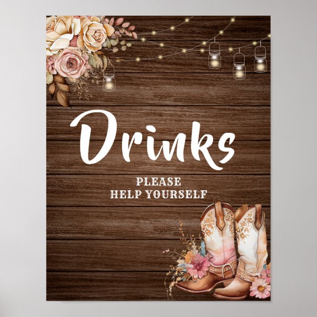 Poster Boots rustiques Country Boots Cowgirl Birthday Boo (Devant)
