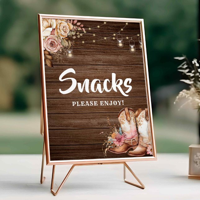 Poster Boots rustiques Country Cowgirl Anniversaire Snack (Créateur téléchargé)