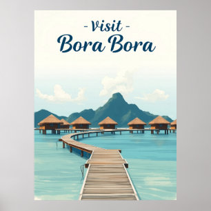Poster Bora Bora, Polynésie française Voyages Vintage