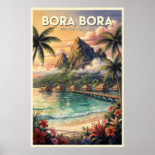 Poster Bora Bora Voyage Vintage