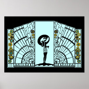 Poster Bord de la mer Deco - Aqua et jaune -