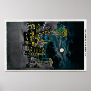 Poster Bord de l'océan la nuit, parc d'océan