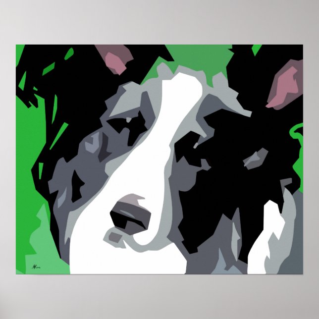 Poster Border Collie Abstrait (Devant)