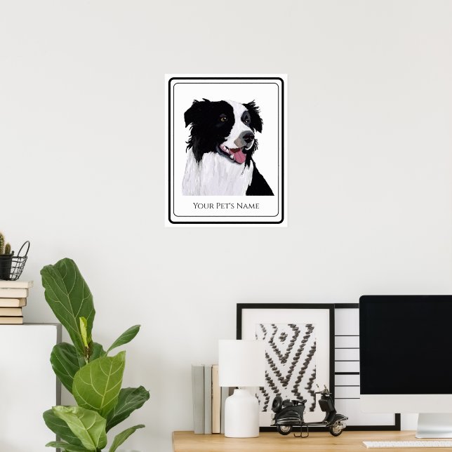 Poster Border Collie noir et blanc Chien de compagnie (Bureau à domicile)