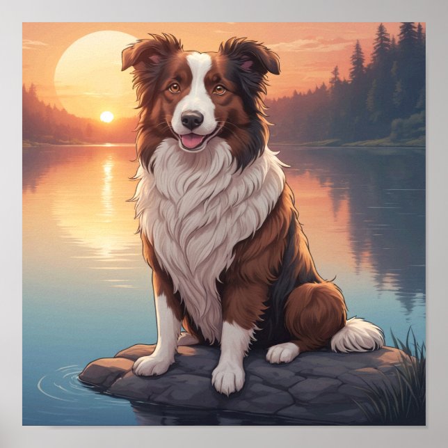 Poster Border Collie rouge (Devant)