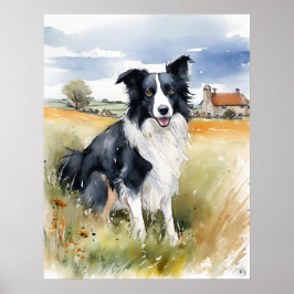 Poster Bordure Collie - Art Chien Imprimer