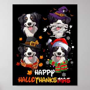Poster Bordure Collie Chien Hallothanksmas Halloween Than