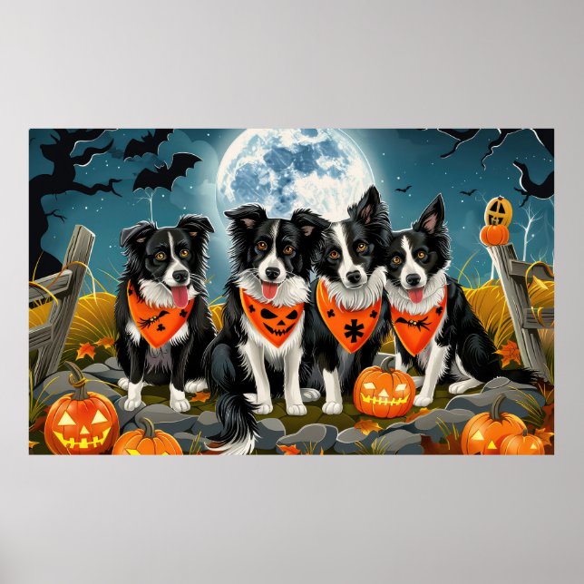 Poster Bordure Collie Halloween Éffrayant (Devant)