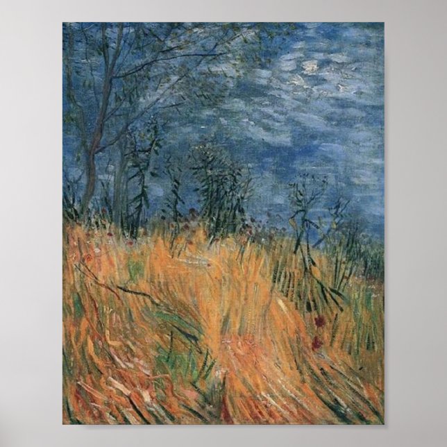 Poster Bordure de Wheatfield avec des pavots Van Gogh Art (Devant)