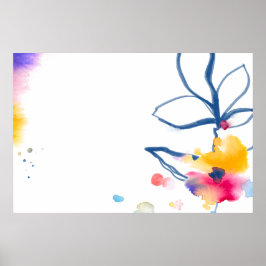 Poster Bordure du cadre de fleurs d'aquarelle
