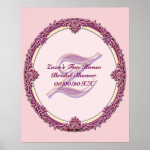 Poster Bordure Élégante Violet/Rose Et Crème Personnalise