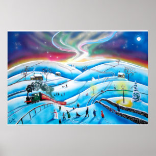 Poster Borealis de l'aurore de lumières du nord peignant