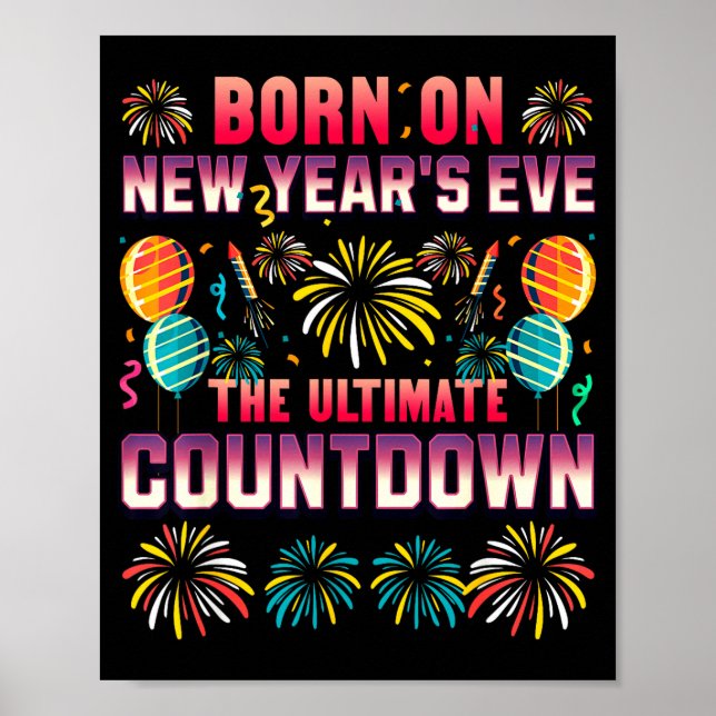 Poster Born On New Year's Eve. Countdown. Birthday  (Devant)
