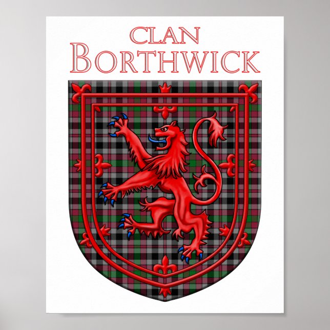 Poster Borthwick Tartan Scottish Plaid Lion Rampant (Devant)