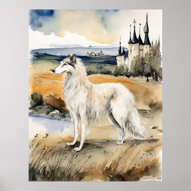 Poster Borzoi - Art Chien Imprimer (Devant)