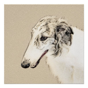 Poster Borzoi (Brindle d'argent) Peinture originale de ch