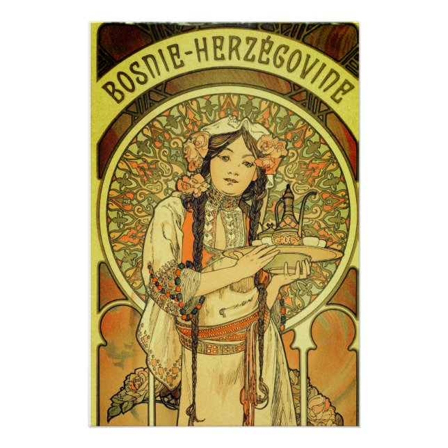 Poster Bosnie-Herzégovine par Alphonse Mucha 1900 (Devant)