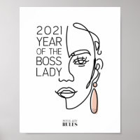 Boss Lady Line Art Visage Typographie Motivation