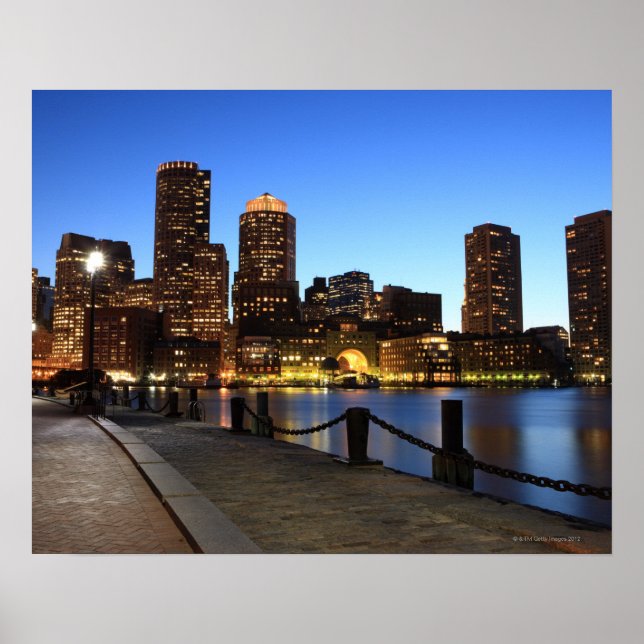 Poster Boston Harbour et skyline. Boston est l'un des 6 (Devant)