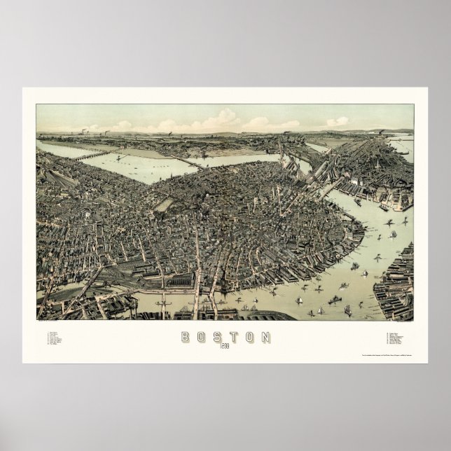 Poster Boston, MA Carte panoramique - 1899 (Devant)