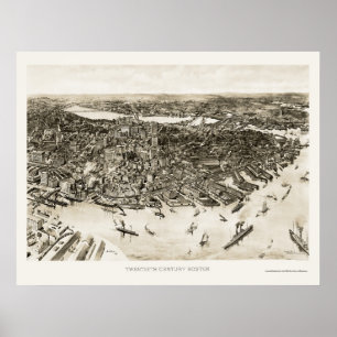 Poster Boston, MA Carte panoramique - 1905