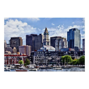 Poster Boston mA - Horizon avec la tour de bureau de