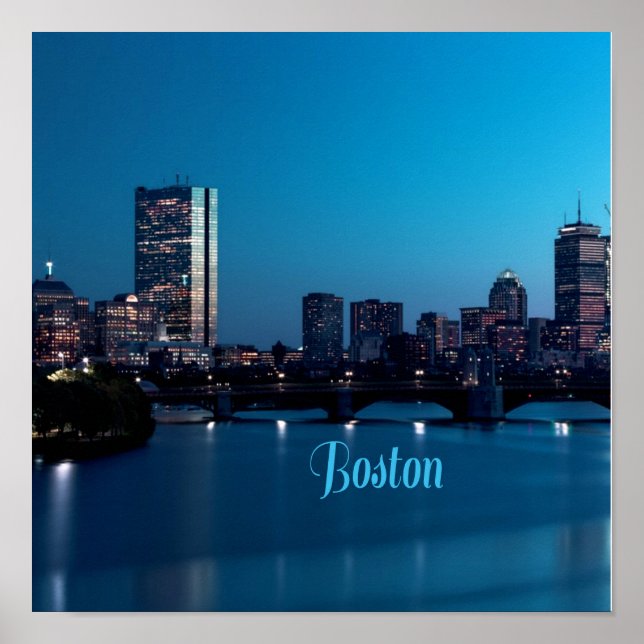 Poster Boston Massachusetts City Skyline (Devant)