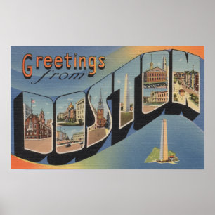 Poster Boston, MassachusettsGrandes lettres Scènes 3