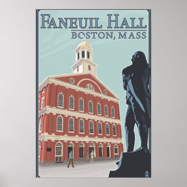Poster Boston, MassachusettsVue du hall de Faneuil (Devant)