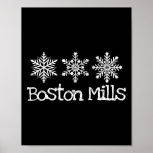 Poster Boston Mills Ohio Ski Ski Ski Hiver Snowflak