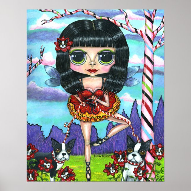 Poster Boston Terrier Ballet Ballerina Fairy Big Eyes (Devant)