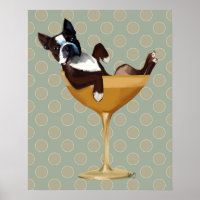 Boston Terrier en verre à cocktail