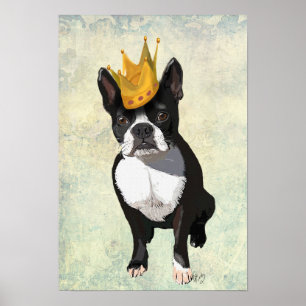 Poster Boston Terrier et Crown