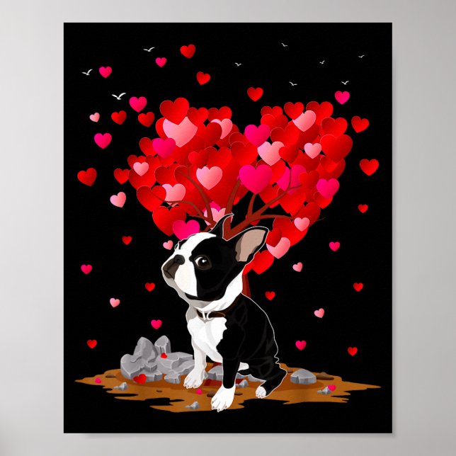 Poster Boston Terrier Lover Heart Shape Boston Terrier Va (Devant)